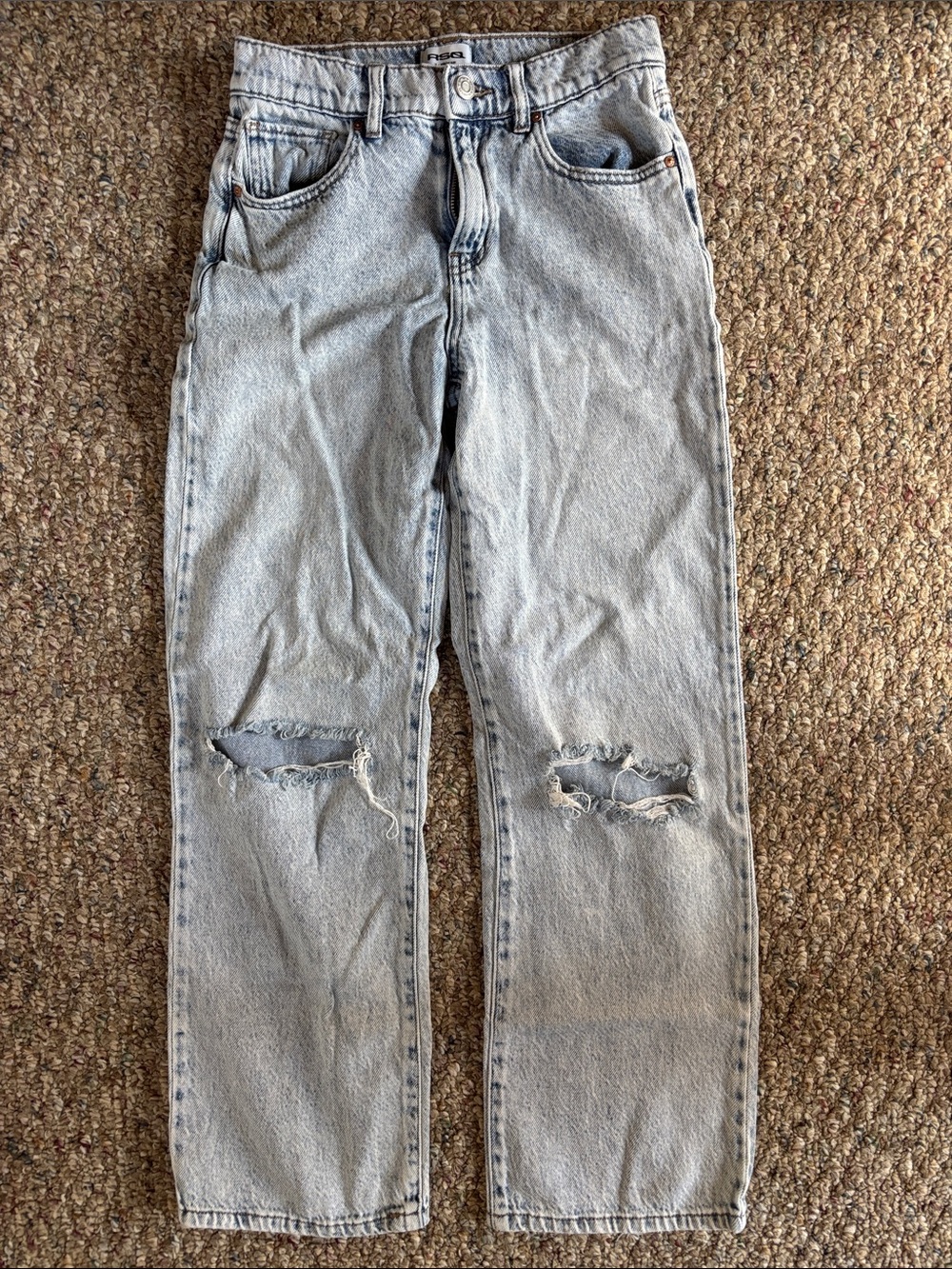 Girls RSQ Light Blue Relaxed Fit Distressed Jeans